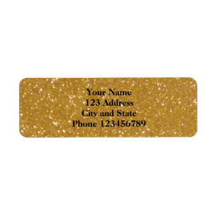 Glittery faux gold glimmer return address labels