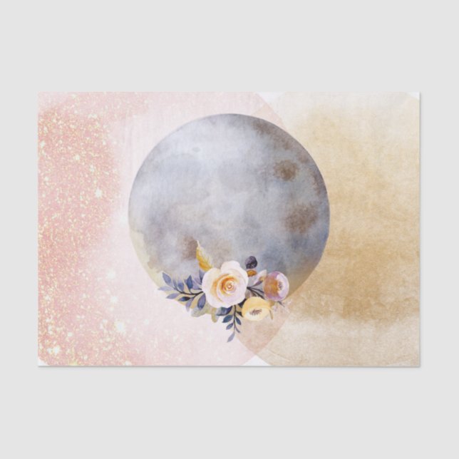 Glittery Full Moon Decoupage Tissue Paper (Front)