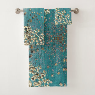 Glittery gem mandala towel set