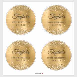 Glittery Gold 6" Circles 50th Birthday