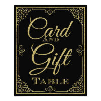 glittery gold and black card and gift wedding sign