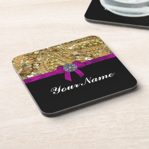Glittery gold & black coaster