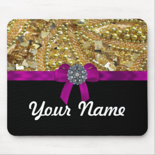 Glittery gold & black mouse pad