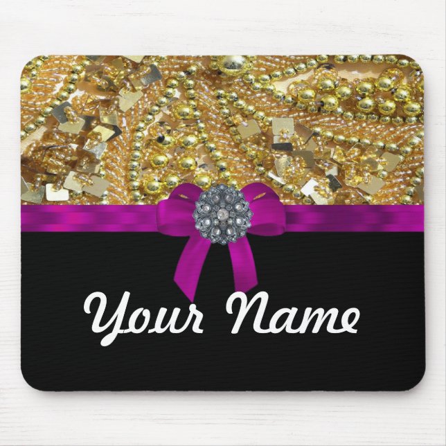 Glittery gold & black mouse pad (Front)