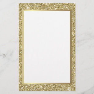 Glittery Gold Border Stationery