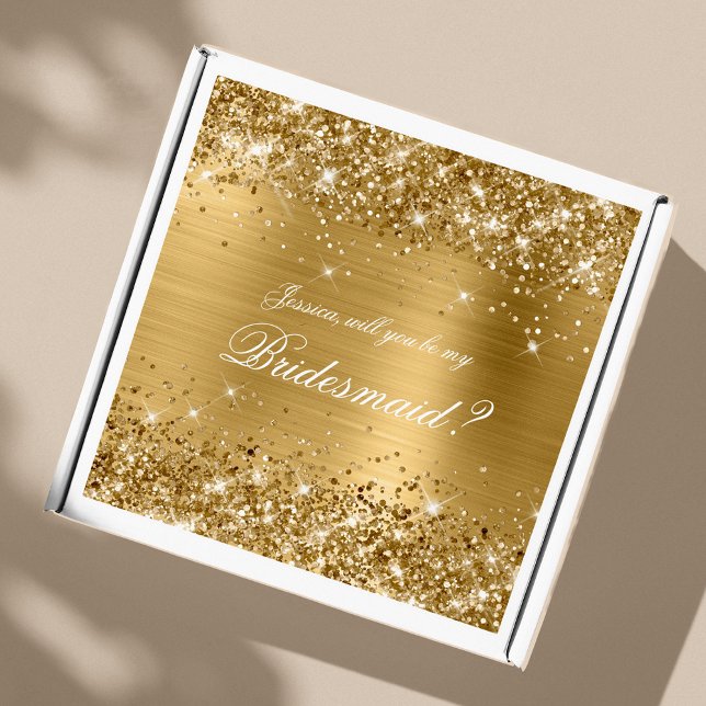 Glittery Gold Bridesmaid Proposal Gift Box (Creator Uploaded)
