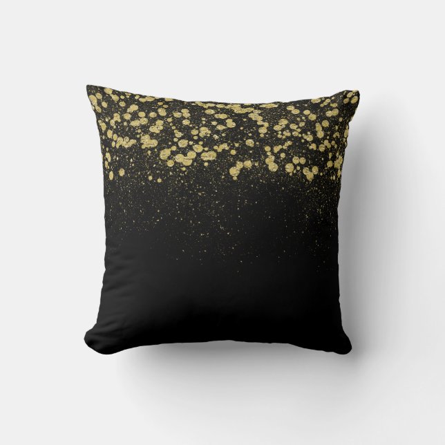 Glittery Gold Confetti Cushion (Front)