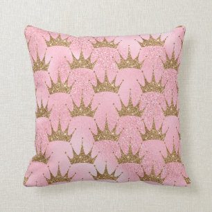 Glittery Gold Crowns on Pink Glitter Cushion