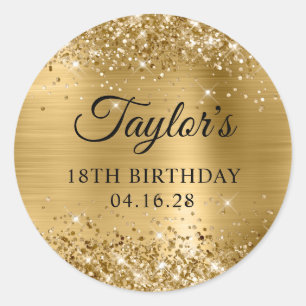 Glittery Gold Foil 18th Birthday Classic Round Sticker