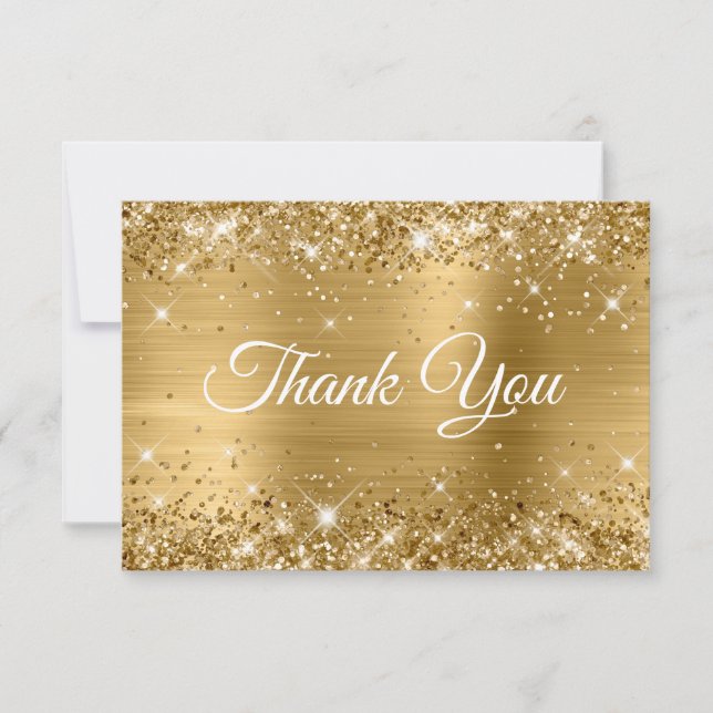 Glittery Gold Foil 21st Birthday Thank You Card (Front)