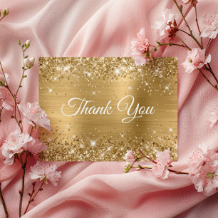 Glittery Gold Foil 21st Birthday Thank You Postcard