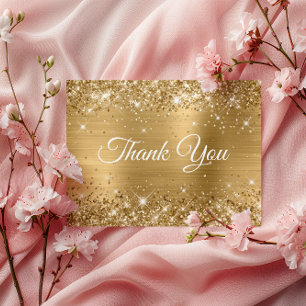 Glittery Gold Foil 30th Birthday Thank You Postcard