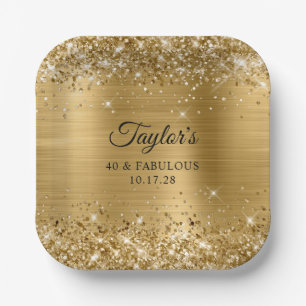 Glittery Gold Foil 40 & Fabulous Paper Plate