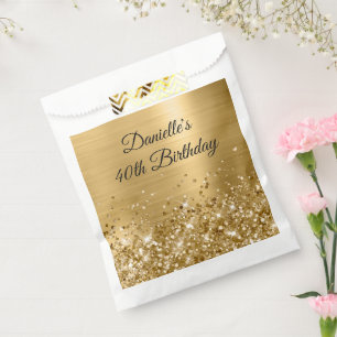 Glittery Gold Foil 40th Birthday Favour Bag