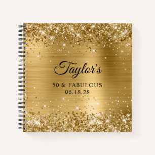 Glittery Gold Foil 50 & Fabulous Guest Notebook