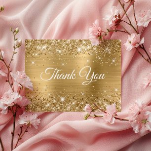 Glittery Gold Foil 50th Birthday Thank You Postcard