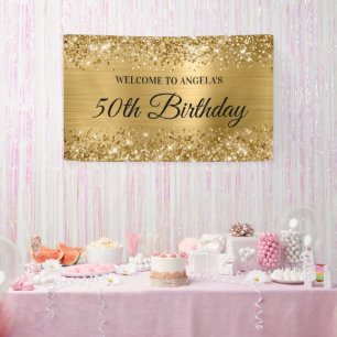 Glittery Gold Foil 50th Birthday Welcome Banner