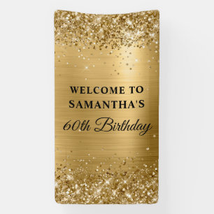 Glittery Gold Foil 60th Birthday Vertical Banner