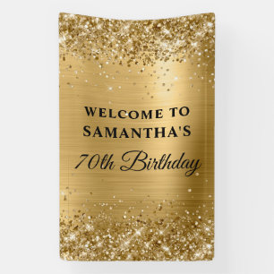Glittery Gold Foil 70th Birthday Vertical Banner