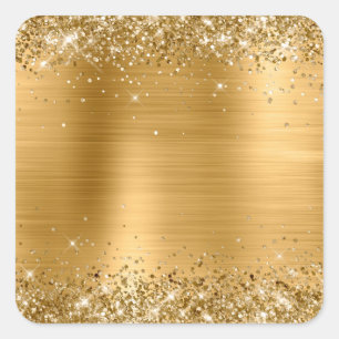 Glittery Gold Foil Blank Square Sticker