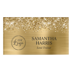 Glittery Gold Foil Logo Name Tag