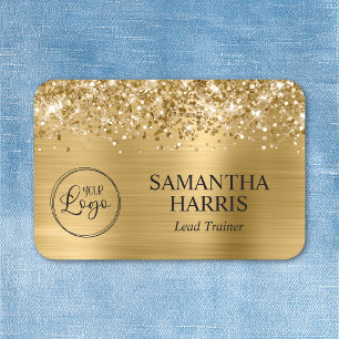 Glittery Gold Foil Logo Name Tag