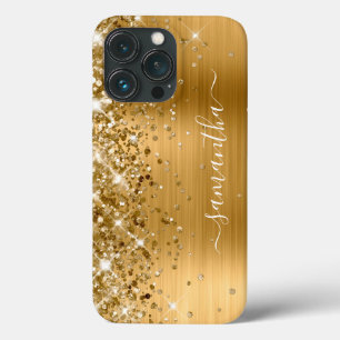 Glittery Gold Foil Modern Girly Signature iPhone 13 Pro Case