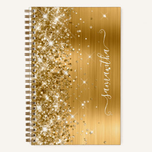 Glittery Gold Foil Modern Girly Signature Notebook