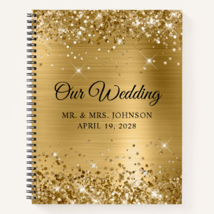 Glittery Gold Foil Our Wedding Guest Notebook