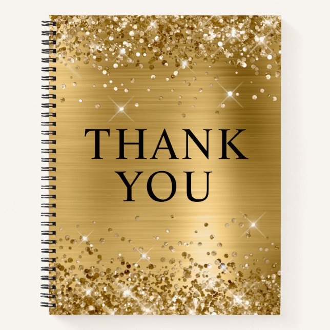 Glittery Gold Foil Thank You Guest Notebook (Front)