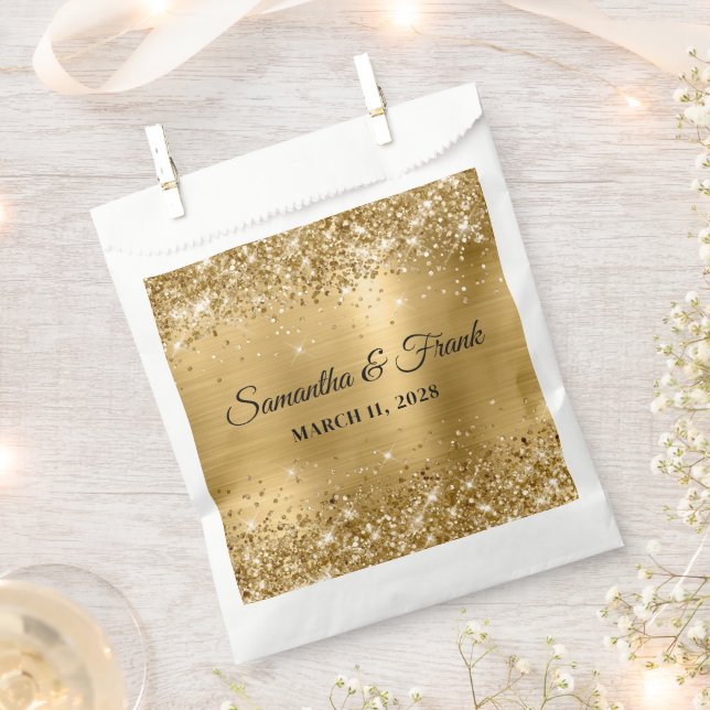 Glittery Gold Foil Wedding Favour Bag (Clipped)