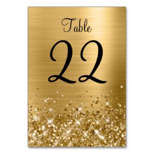 Glittery Gold Foil Wedding Table Number