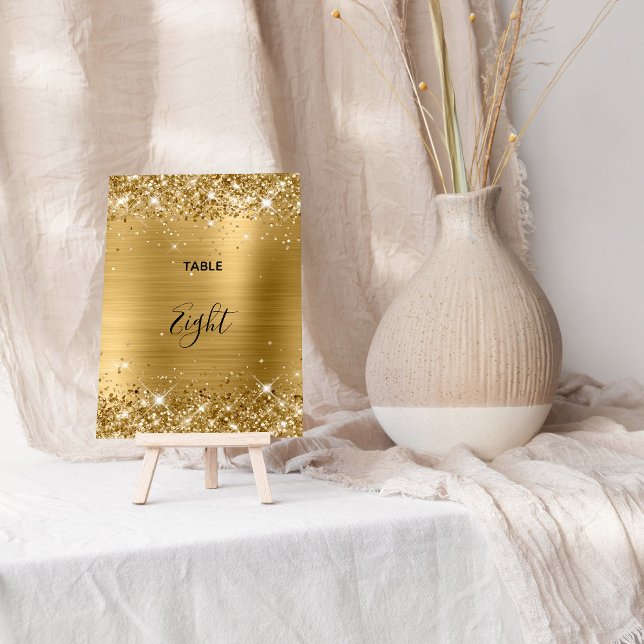 Glittery Gold Foil Wedding Table Number (Glittery Gold Foil Wedding Table Number)