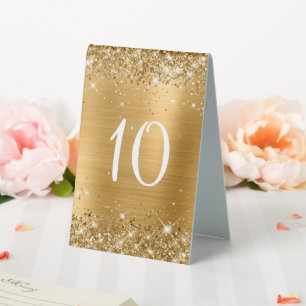 Glittery Gold Foil Wedding Table Number Sign