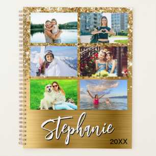 Glittery Gold Glam 14 Photo Collage Planner
