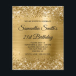 Glittery Gold Glam 21st Birthday Invite Flyer<br><div class="desc">A glamourous 21st birthday invitation for her on a budget paper flyer option (no envelopes included). Faux sparkly rose gold glitter against a coordinating faux shiny brushed metal foil graphic image. All the foil and glittery sparkle and shine in this modern girly design are digital graphics that print like a...</div>