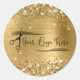 Glittery Gold Glam for Your Logo Classic Round Sticker