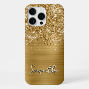 Glittery Gold Glam Modern Name iPhone 16 Pro Max Case