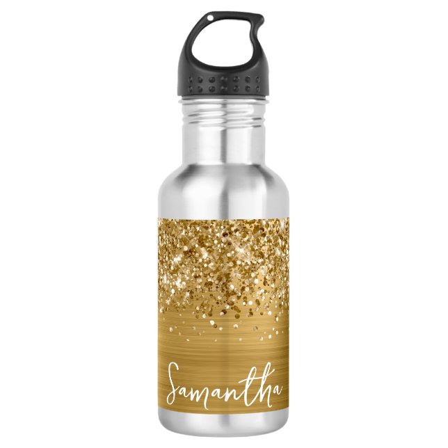 Glittery Gold Glam Name 710 Ml Water Bottle (Front)