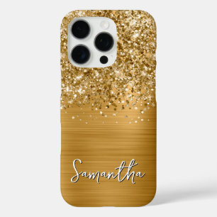 Glittery Gold Glam Name iPhone 16 Pro Case