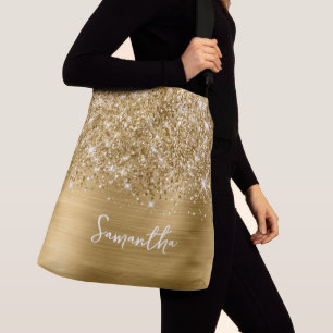 Glittery Gold Glam Name Crossbody Bag