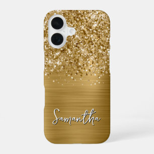 Glittery Gold Glam Name iPhone 16 Case