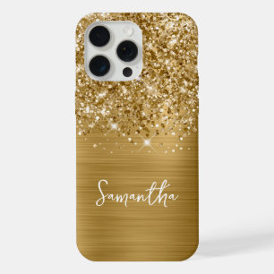 Glittery Gold Glam Name iPhone 15 Pro Max Case