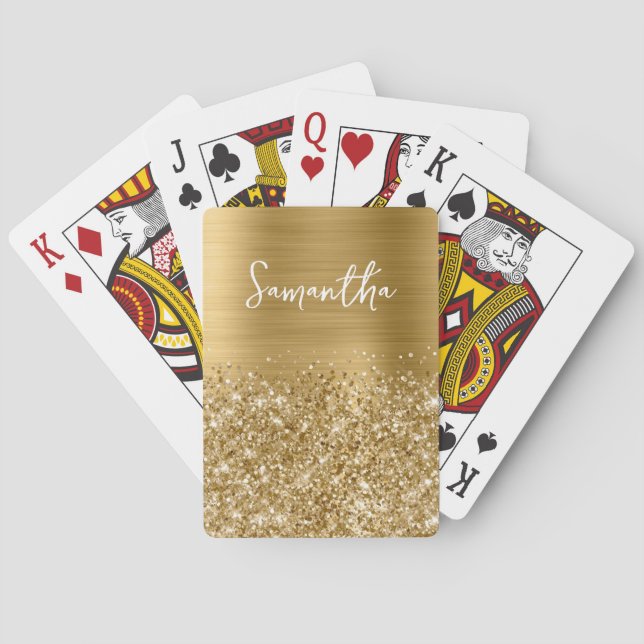 Glittery Gold Glam Name Playing Cards (Back)