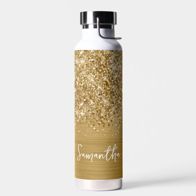 Glittery Gold Glam Name Water Bottle (Left)