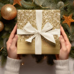 Glittery Gold Glam Wrapping Paper Sheet<br><div class="desc">Glam style wrapping paper sheets for the holidays.
The edges feature faux glitter and sparkles. 
The background is a brushed metal style golden yellow foil digital art.
These artistic designs print like a photo on your gift wrap.</div>