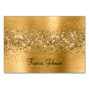 Glittery Gold Horizontal Name Place Cards