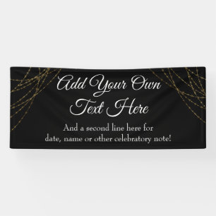 Glittery Gold Light Strings Add Your Own Text Banner