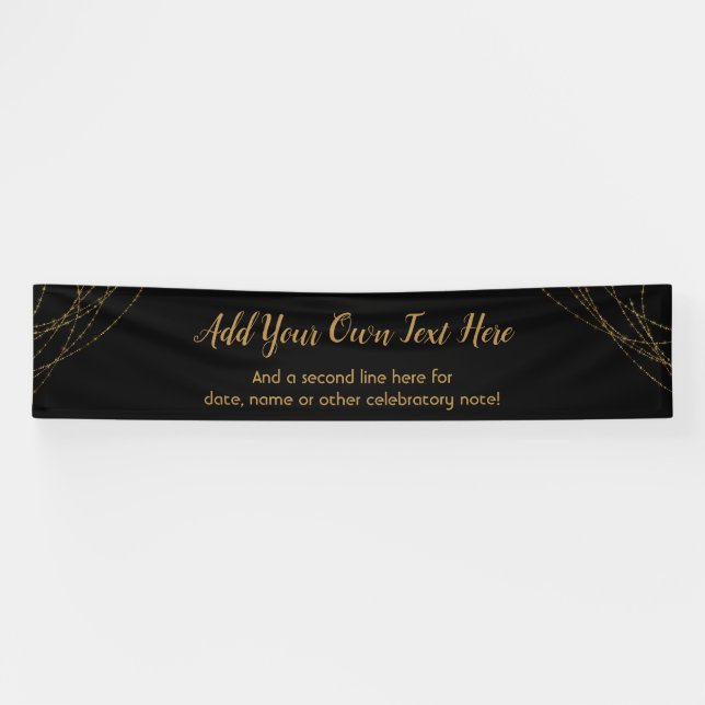 Glittery Gold Light Strings Add Your Own Text Banner (Horizontal)