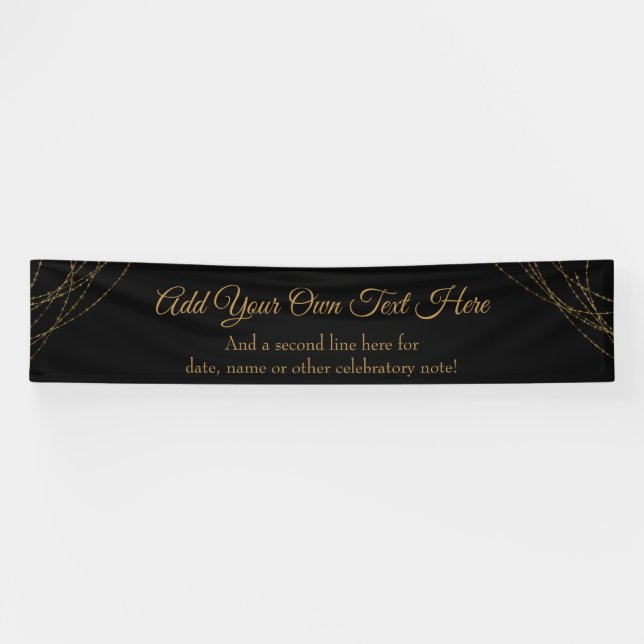 Glittery Gold Light Strings Add Your Own Text Banner (Horizontal)